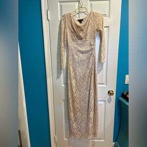 Lauren Ralph Lauren evening dress gown maxi lace cream sz 2